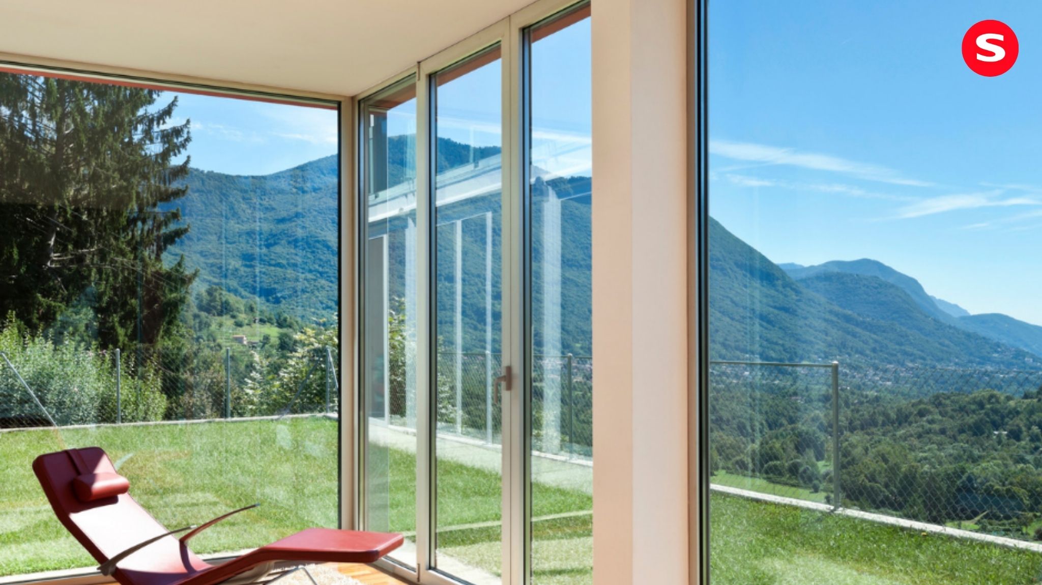 Large glazed windows in modern architecture